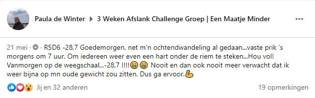 Paula (44) is 28 kilo afgevallen: "Ik had de moed eigenlijk al opgegeven" 1 paula bericht 3 wac groep