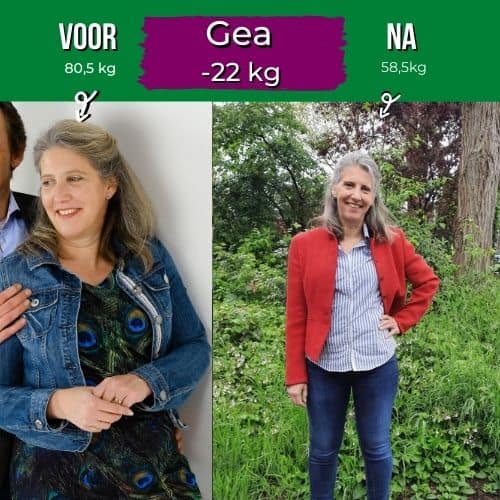 Gea (50) verloor 22 kilo: "Ik was de mama die altijd aan het lijnen was" 3 Gea Resultaat