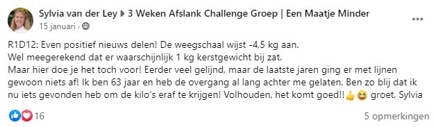 Hoe Sylvia (66) 22 kilo kwijtraakte: "Ik dacht dat de extra kilo's bij mijn leeftijd hoorde" 1 Sylvia review artikel