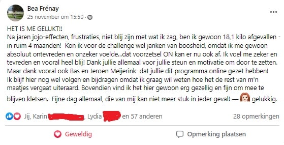 Hoe Bea (52) 18 kilo afviel en haar overgangsklachten afnamen: "Ik merkte meteen al dat de opvliegers uitbleven" 1 Facebook bericht Bea