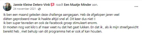 Snel afvallen is dé sleutel tot blijvend gewichtsverlies 5 Fb groep testimonial min 3