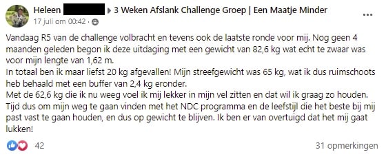 Heleen (57) verloor 20,7 kilo: “Ik dacht: ik ga nooit meer lijnen want het werkt toch niet!" 3 Heleen fb bericht