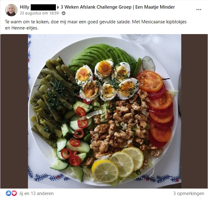 Hoe Hilly (63) 30 kilo verloor zonder hongergevoel: "Ik heb de kilo’s er af gegeten" 1 Maaltijd hilly afvallen zonder hongergevoel