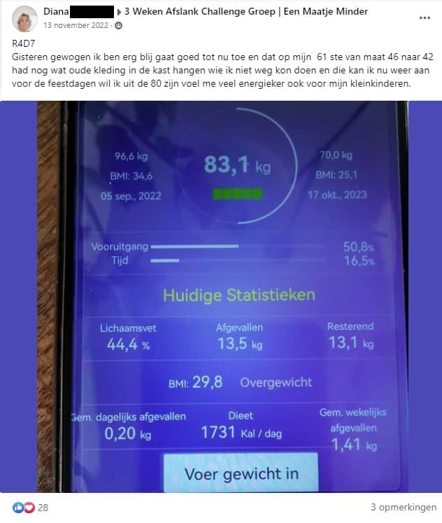 Diana (61) viel 24 kilo af: ‘Ik heb het altijd alleen moeten doen. Dat is nu verleden tijd’ 1 Diana de cortie min