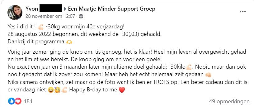 Yvon Vervoort (40) viel 30 kilo af: "Ik heb mezelf een cadeau voor het leven gegeven." 1 yvon FB berichtje